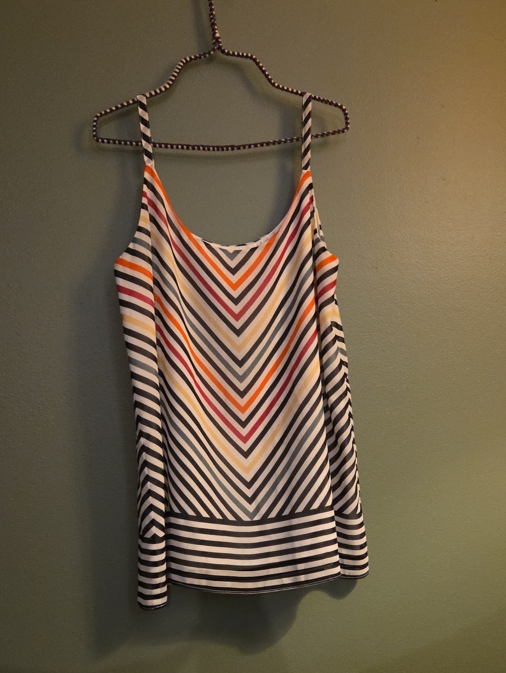 CAbi Chevron Striped Spaghetti Strap Tank — Navy, White, Red, Orange, Yellow